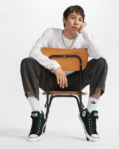 Chuck Taylor All Star High Street Retro Sport Black/Green/White, On Foot Shot 2