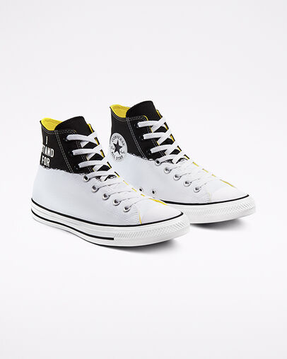 I Stand For Chuck Taylor All Star White/Black/Fresh Yellow, Angled View