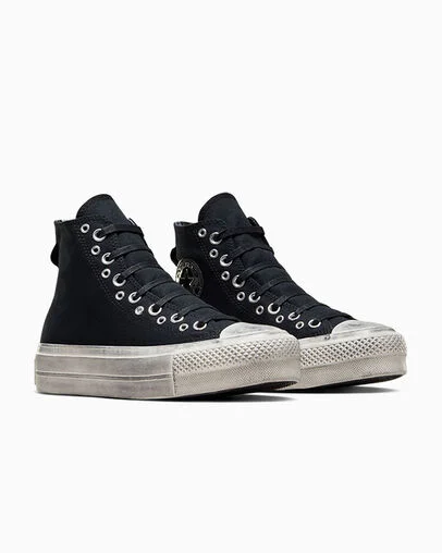 Chuck Taylor All Star Lift Platform Punk Black/Egret/Black, Top and Side View