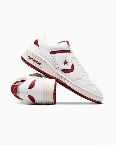 Converse Weapon Leather White/White/Park Red, Detail Angle View