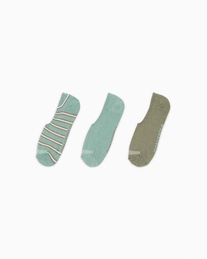 3-Pack Striped No-Show Socks Mint Stripe/Mint/Olive, Front View