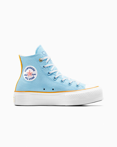 Chuck Taylor All Star Lift Platform Camp Converse True Sky/White/Yellow, Outer Side View