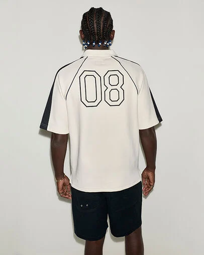 Retro Jersey Polo Converse Egret, Detail View