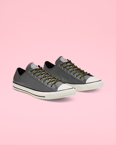 Tumbled Leather Chuck Taylor All Star Carbon Grey/Vivid Sulfur/Egret