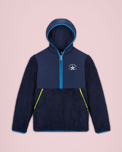 Sherpa Half Zip Jacket Midnight Navy, Front View