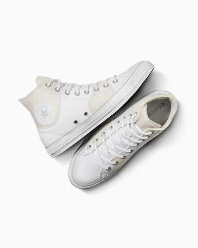 Chuck Taylor All Star Court White/White/Fossilized, Angled View
