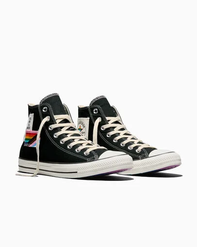 Chuck Taylor All Star Pride Patch Black/Egret/Egret, Top and Side View
