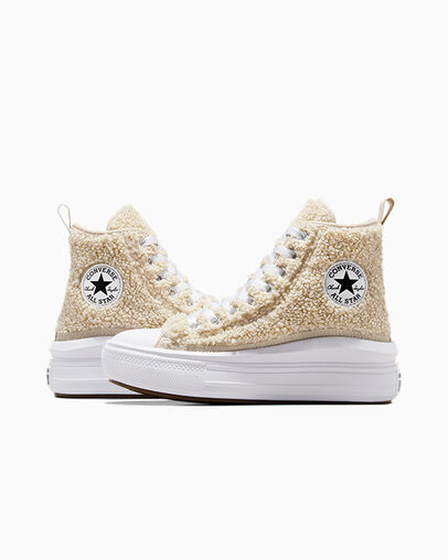 Chuck Taylor All Star Move Platform Sherpa Beach Stone/White/Black, Detail Angle View
