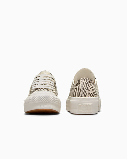 Chuck Taylor All Star Lift Platform Zebra Egret/Egret/Engine Smoke, Heel View