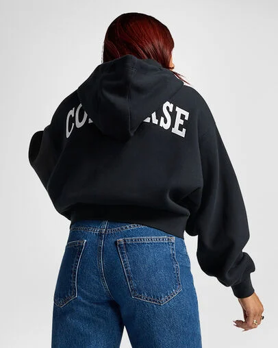 Retro Full-Zip Hoodie Converse Black, Full Body View