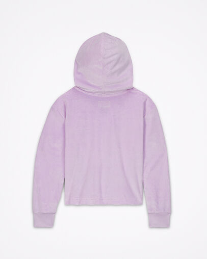 Velour Dropped Shoulder Hoodie Lilac Mist