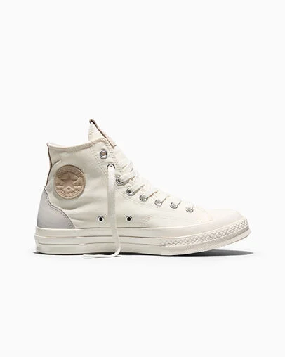 Chuck 70 Canvas & Suede Vintage White/Egret/Papyrus Brown, Outer Side View