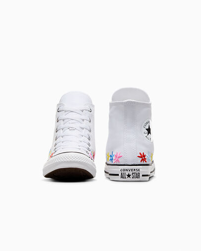 Chuck Taylor All Star Floral White/Oops Pink/True Sky, Heel View