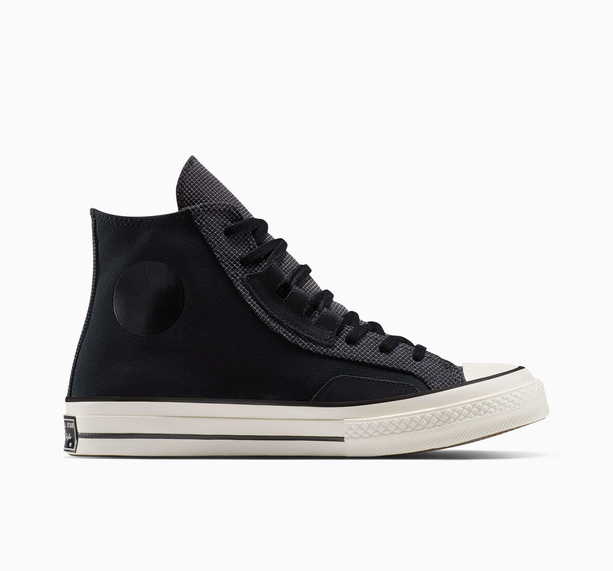 CONVERSE CHUCK 70 HI ブラック 24.5センチ Converse Chuck 70 Leather Zipper Heel Sneakers High Shoes Black