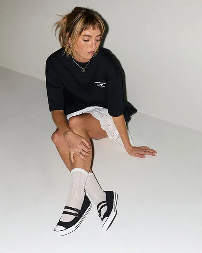 Chuck Taylor All Star Dainty Mary Jane Black/Egret/Black, On Foot Shot 1