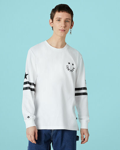 Twisted Varsity Cheerful Cut & Sew Long Sleeve White, Front View