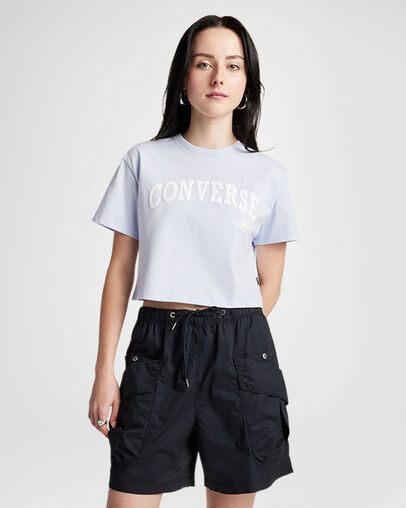 Cropped Collegiate Cropped T-Shirt Blueberry Ice, Front View