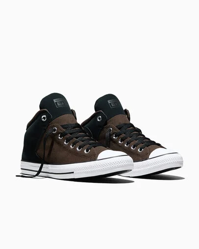 Chuck Taylor All Star High Street Colorblock Black/Fresh Brew/White, Top and Side View