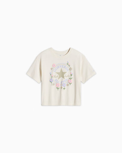Joyful Florals Boxy T-Shirt Egret, Front View