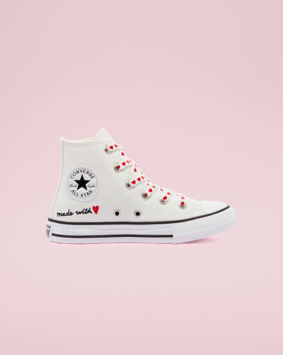 converse white and red crafted with love high tops