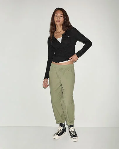 Pointelle Henley Long-Sleeve T-Shirt Converse Black