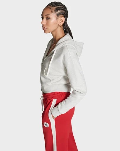 Retro Chuck Taylor Full-Zip Hoodie Lt Grey Heather, Full Body View