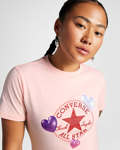 Y2K Heart Slim Fit T-Shirt Donut Glaze, Detail View