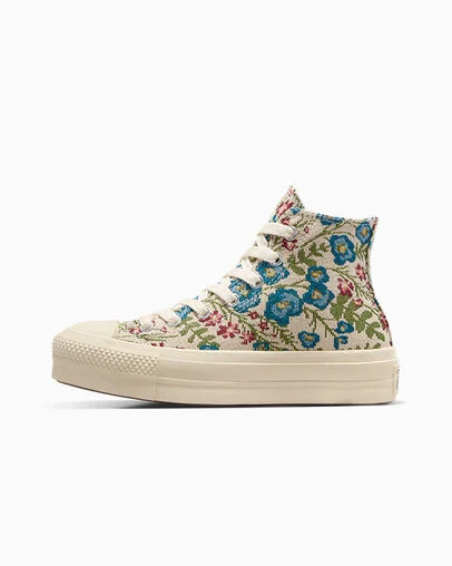 Chuck Taylor All Star Lift Platform Floral Tapestry Egret/Natural Ivory/Black, Inner Side View