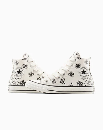 Chuck Taylor All Star Paisley Egret/Black/Egret, Detail Angle View