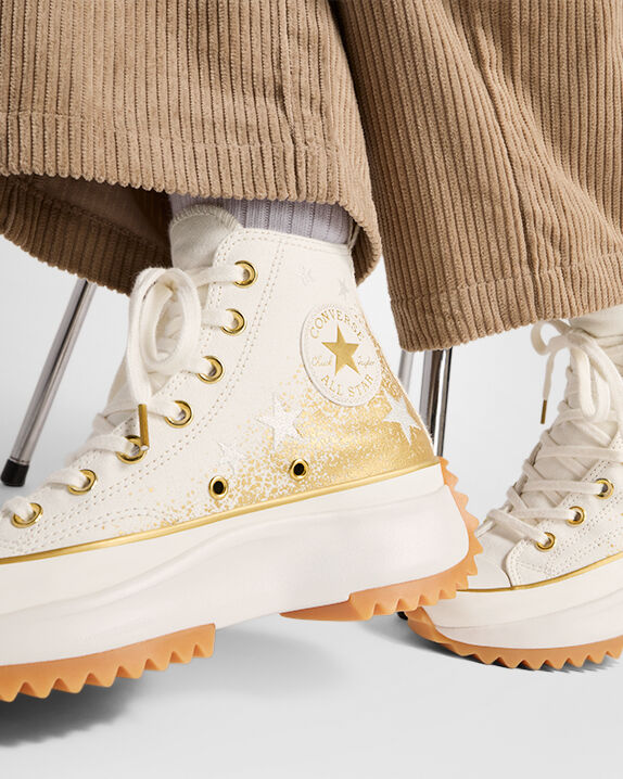 converse white with gold stars