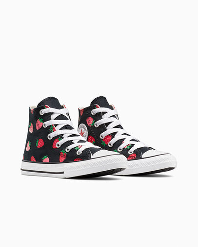 Chuck Taylor All Star Strawberries Black/Soft Red/Watermelon Pink, Top and Side View