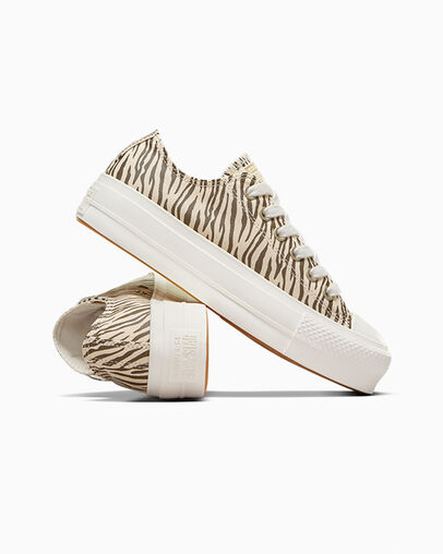 Chuck Taylor All Star Lift Platform Zebra Egret/Egret/Engine Smoke, Detail Angle View