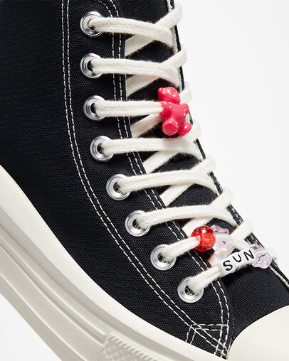 Chuck Taylor All Star Move Platform Pop Words Black/Egret/Vapor Violet, Detail Angle View