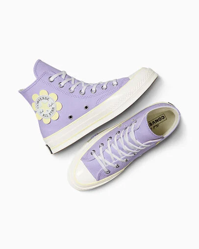 Chuck 70 Flower Patch Violet Heat/Egret/Lemon Slushy, Angled View