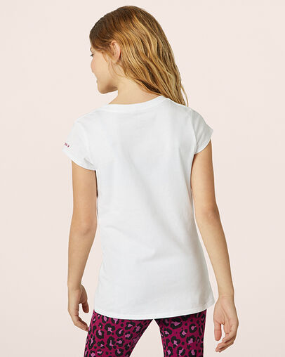 Shiny Sneaker Stack Short Sleeve White, Back View