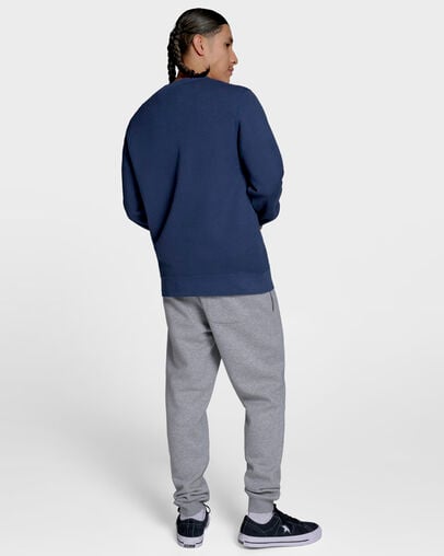 Chenille Patch Heritage Crew Neck Navy, Detail View