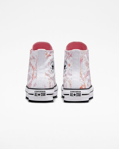 Chuck Taylor All Star EVA Lift Platform Butterfly Shine White/Madder Pink/Black, Heel View