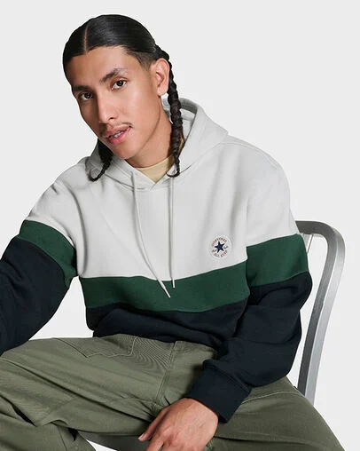 Color Block Pullover Hoodie Grey Multi