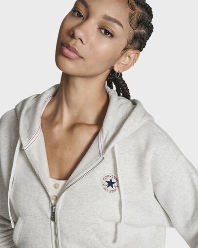 Retro Chuck Taylor Full-Zip Hoodie Lt Grey Heather, Detail View