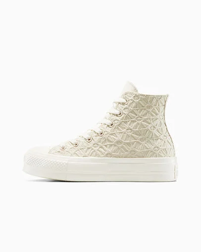 Chuck Taylor All Star Lift Platform Textured Material Light Dune/Egret/Egret, Inner Side View