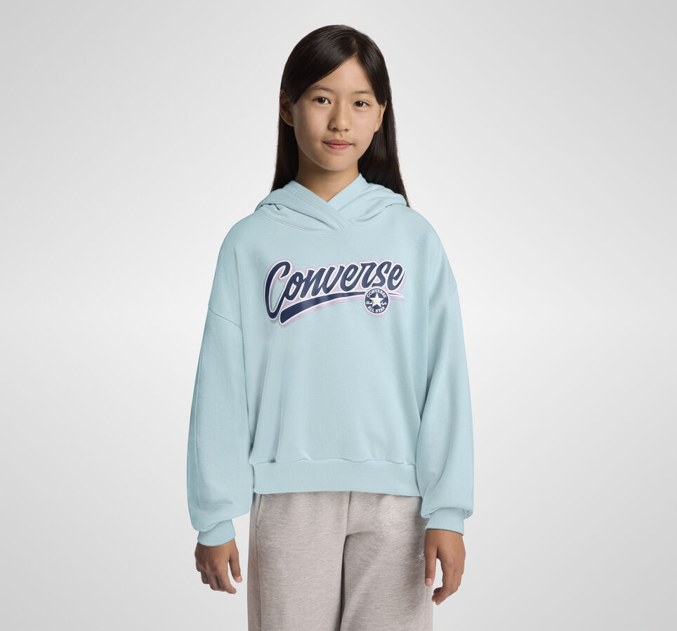 Script Relaxed Hoodie Rained Out Blue