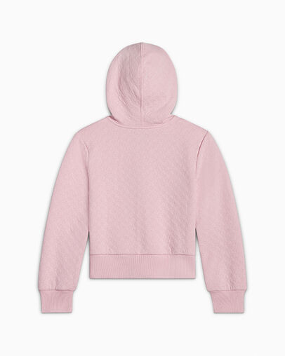 Pointelle Full Zip Hoodie Summit Pink, Back View