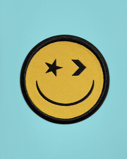 Happy Face Patch BLACK, Front View
