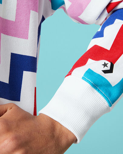 VLTG Crew Neck Pullover White Multi, Detail View