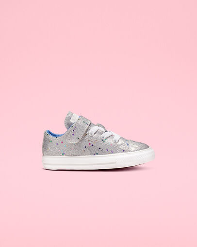 Chuck Taylor All Star Galaxy Glimmer Hook and Loop Low Top Silver/Ozone Blue/White
