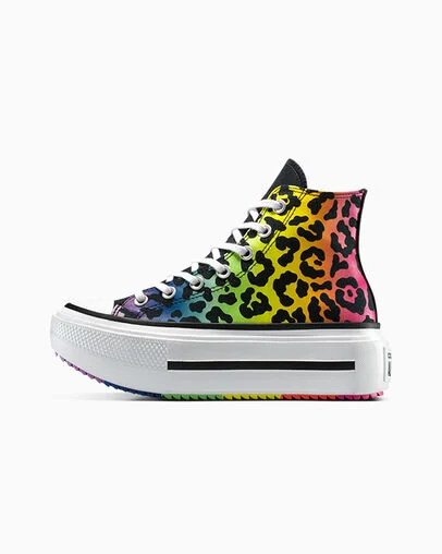 Chuck Taylor All Star Lift Double Stack Platform Pride Chaos Fuchsia/Orange Rind, Inner Side View