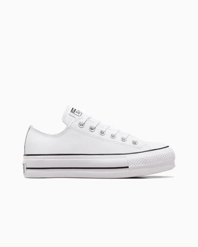 Chuck Taylor All Star Leather Platform White/Black/White, Outer Side View