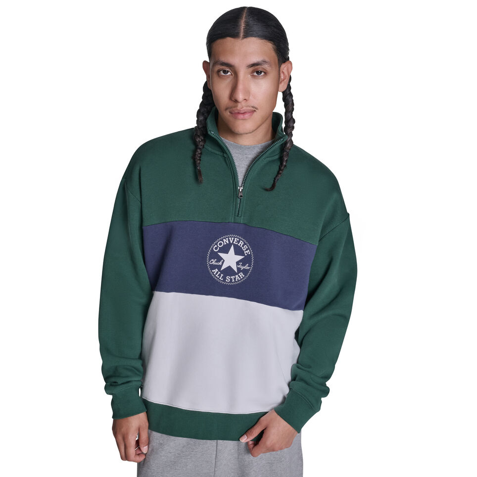 Retro Stripe Relaxed Quarter-Zip Sweatshirt Branch Out Green Multi
