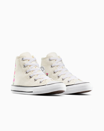 Chuck Taylor All Star Embroidered Florals Egret/Lt Jellyfish Jitter, Top and Side View