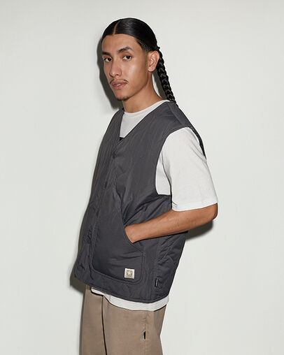 Star Patch Quilted Vest Dark Matter, Back View
